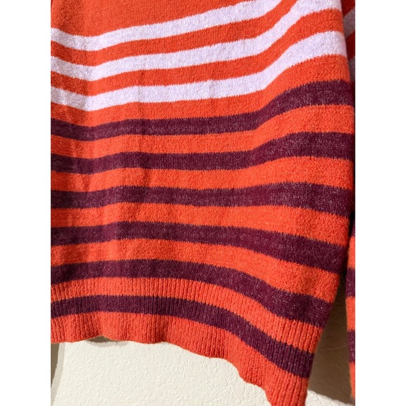 NWT Free People Alpaca Cotton Blend 'Complete Me Orange' Stripe Sweater Size S - Picture 6 of 7